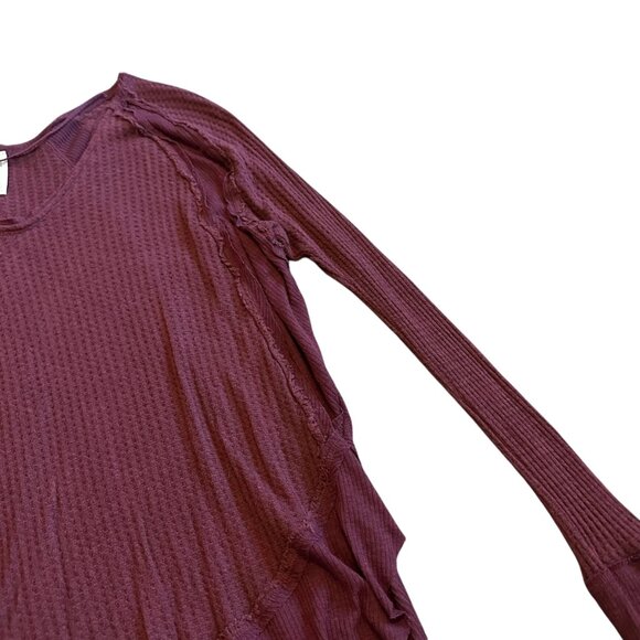 We The Free People Catalina High Low Thermal Long Sleeve Shirt Top Size Small - Picture 6 of 12